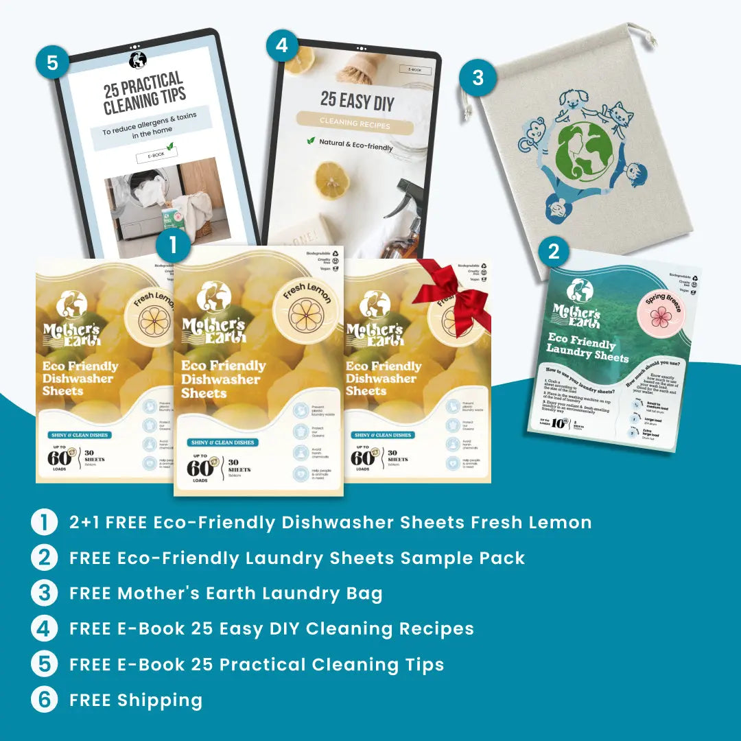 Milieuvriendelijke Vaatwasstrips | 180 Wasjes + Gratis Cadeaus Mother's Earth