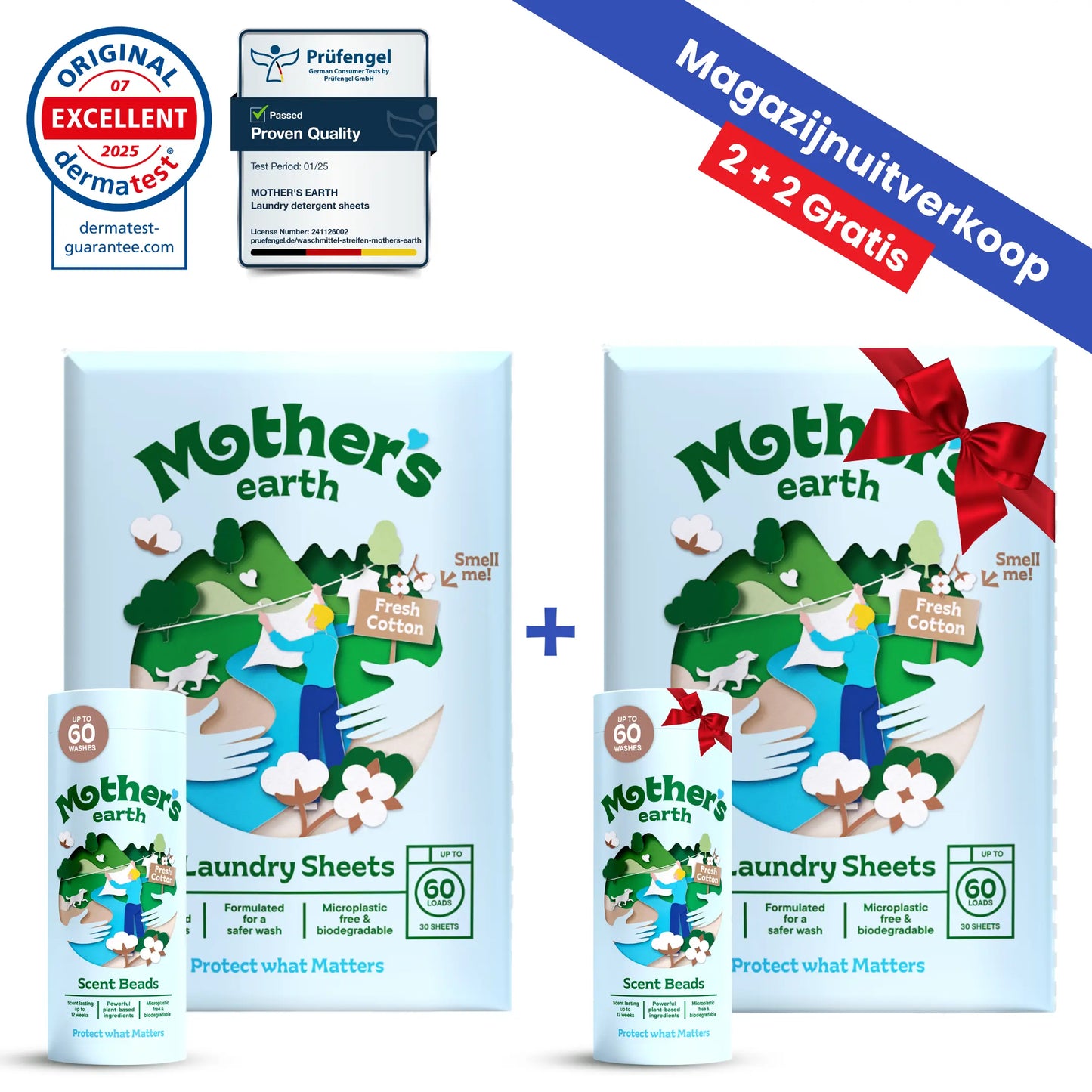 Milieuvriendelijke Wasstrips + Geurparels Voordeelbundel Mother's Earth