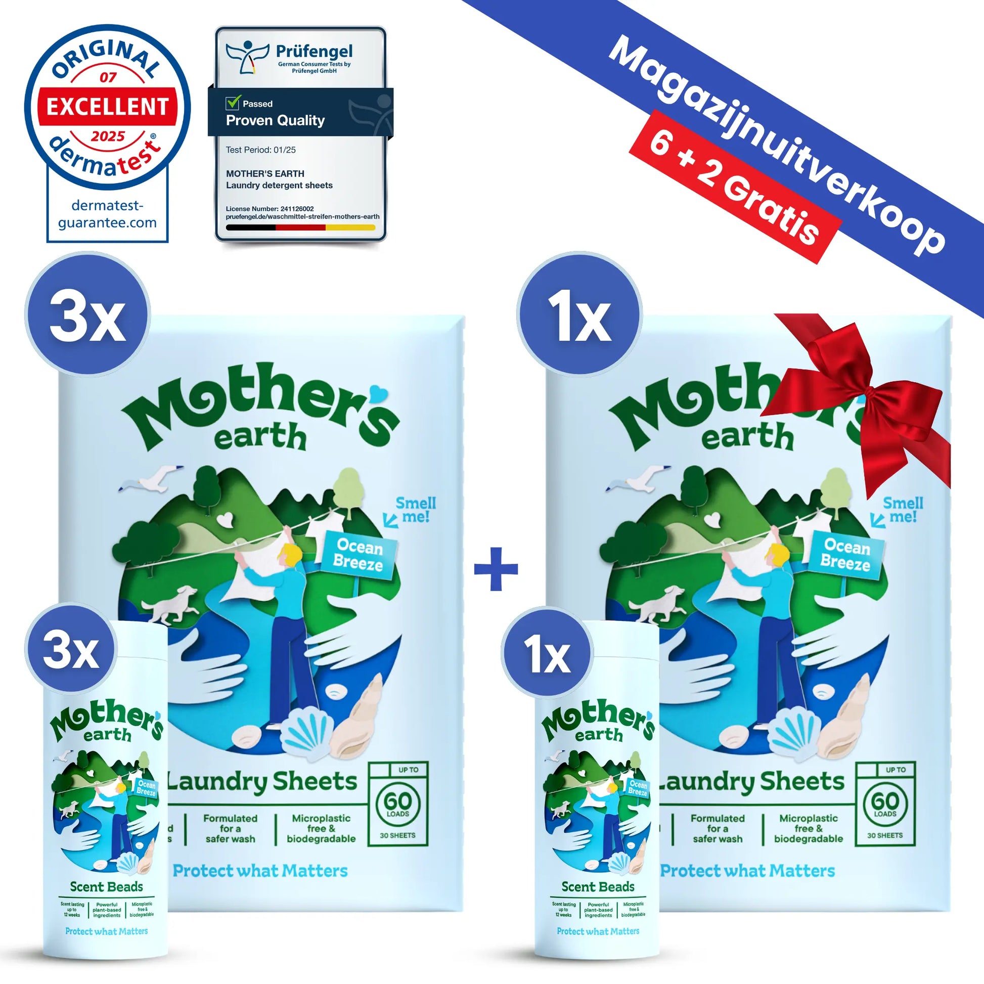 Milieuvriendelijke Wasstrips + Geurparels Voordeelbundel Mother's Earth