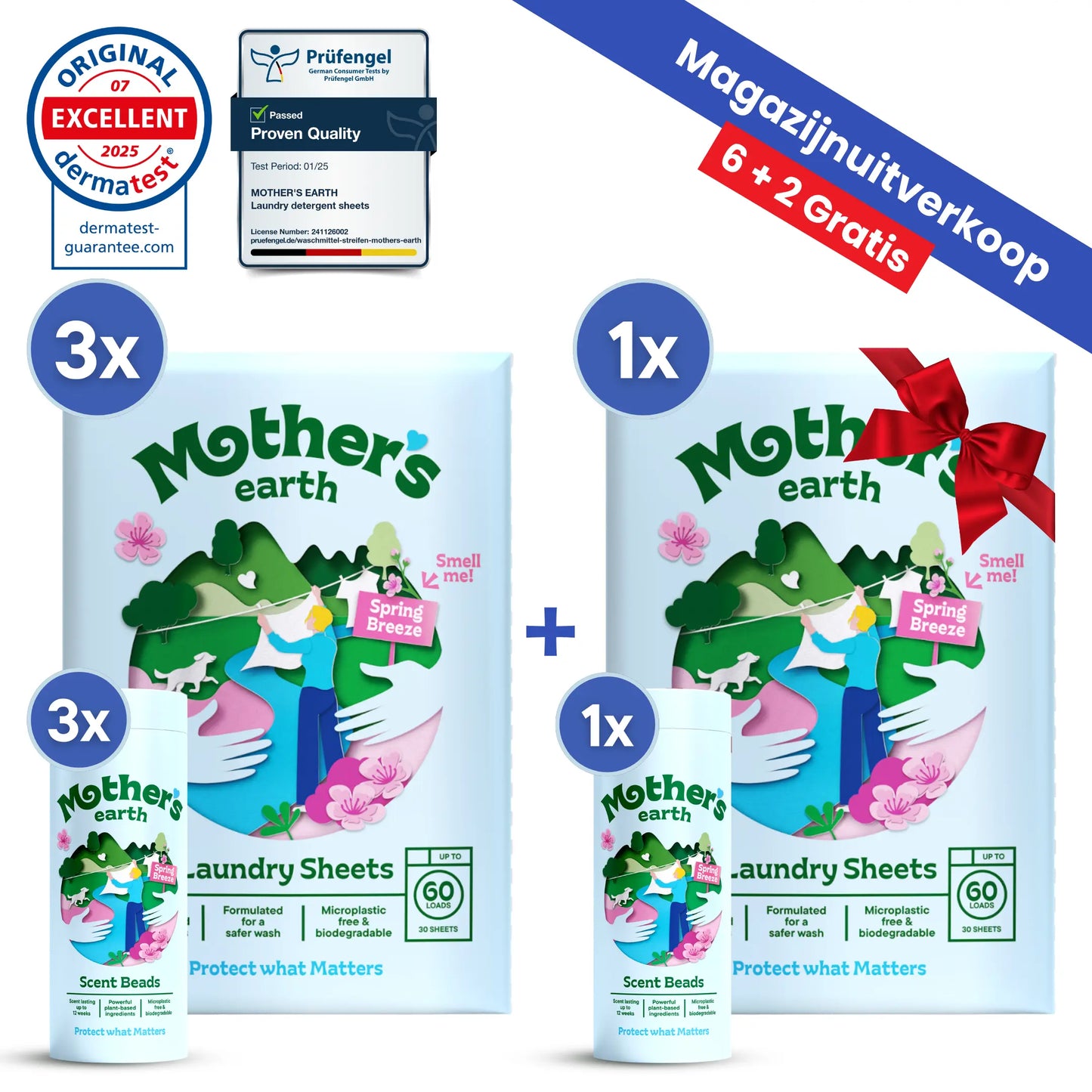 Milieuvriendelijke Wasstrips + Geurparels Voordeelbundel Mother's Earth